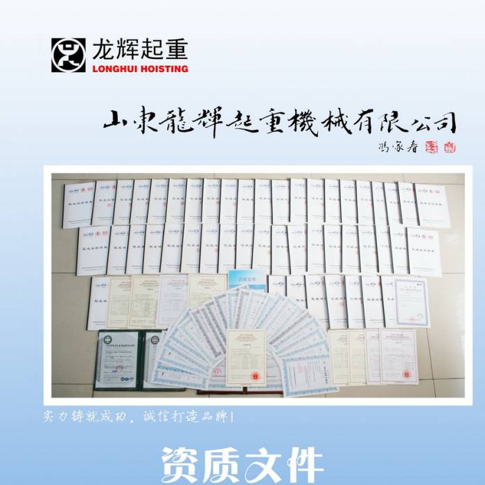 山東龍輝起重機械有限公司榮譽資質